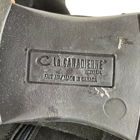 La Canadienne NWOB Halo Buckled Booties Black Suede Size 8 Floor Model Side Zip - Picture 10 of 11